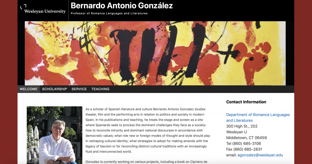 Screentshot of Antonio Gonzalez Website